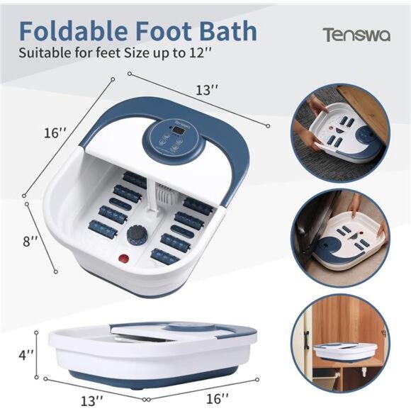 Collapsible Foot Spa Bath Massager with Heat, Bubbles, Pedicure Foot Spa with 8 - Picture 5 of 8